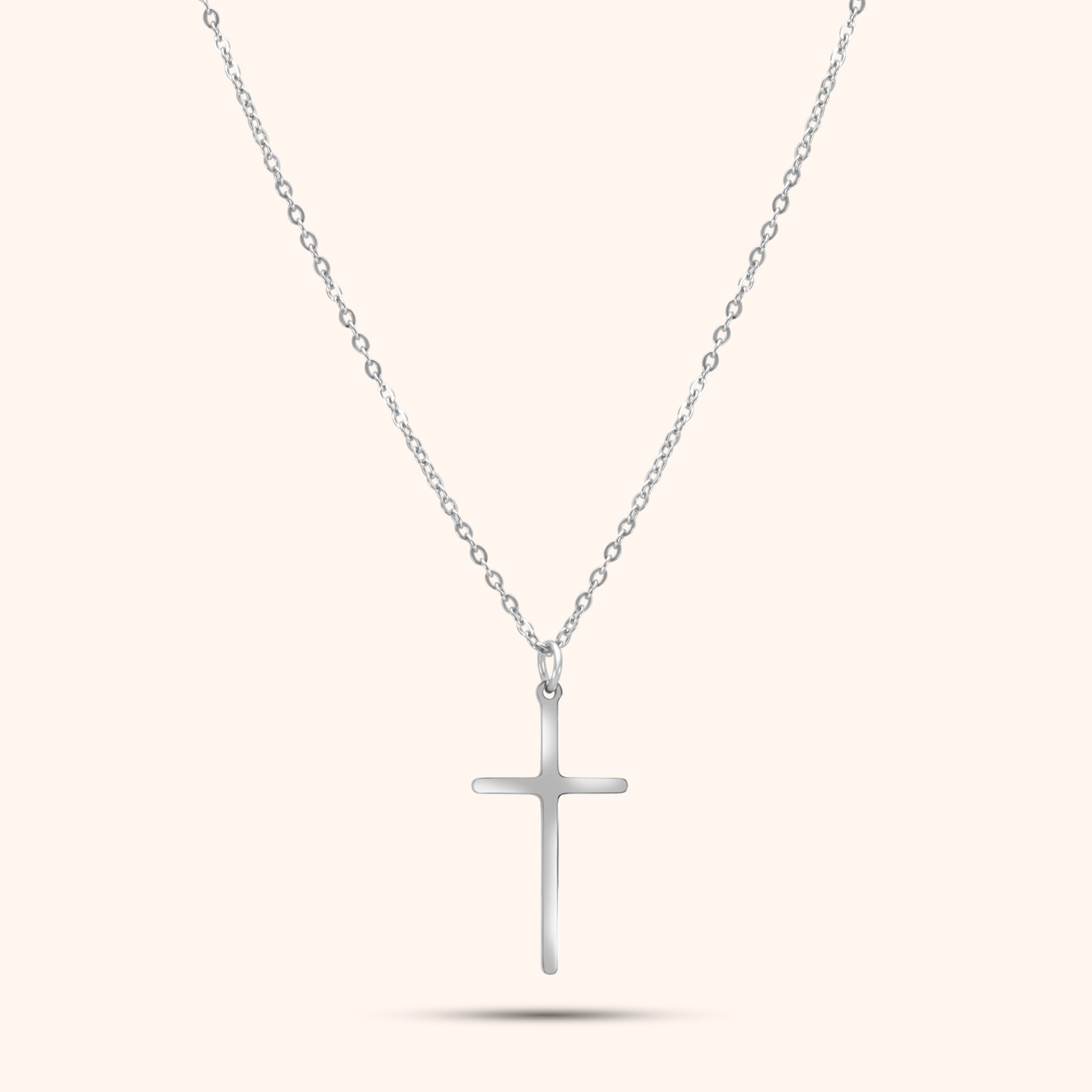 Pressie Dainty But Elegant Cross Charm Necklace, 18K gold plated stainless steel, lifestyle shot, perfect for everyday wear.